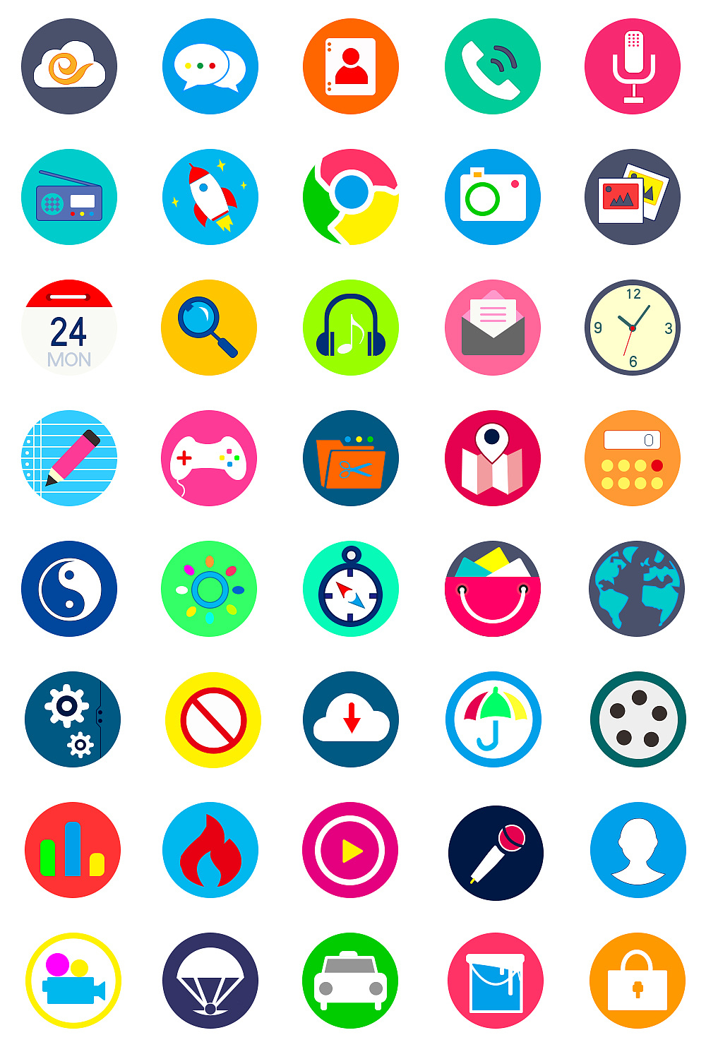 图标集合{线性,块状,扁平,长投影,折纸,微质感}