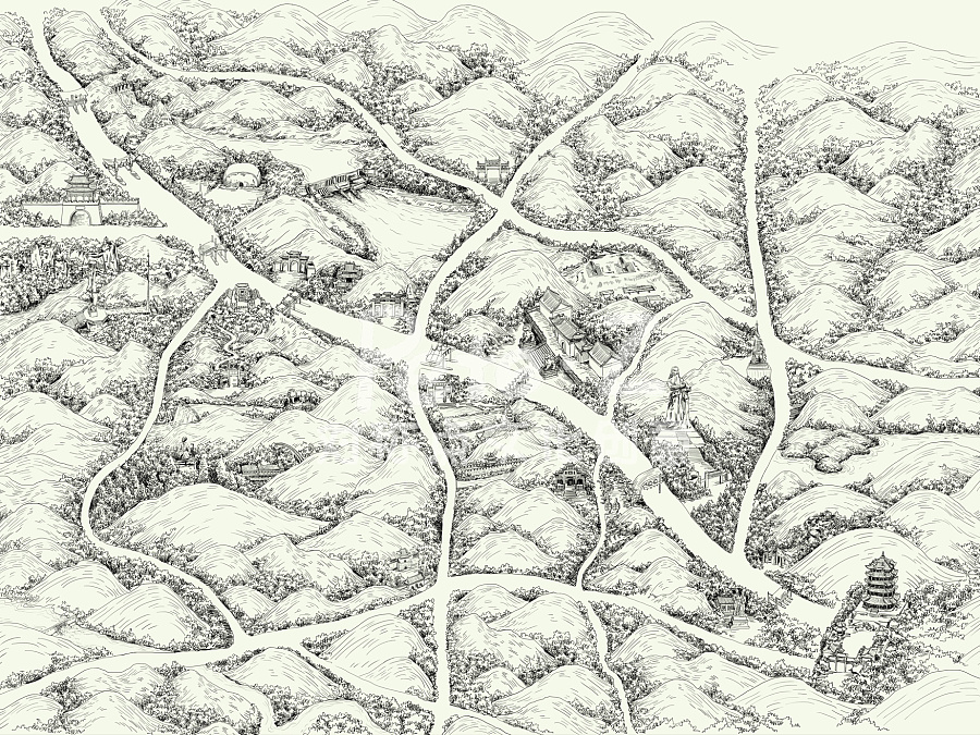 中国第一份高速公路手绘地图--手绘千里汉十|商