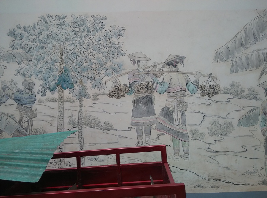 云南花腰傣族花腰傣文化傣族文化墙体彩绘壁画