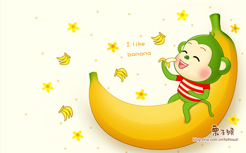 栗子猴水果壁纸插画