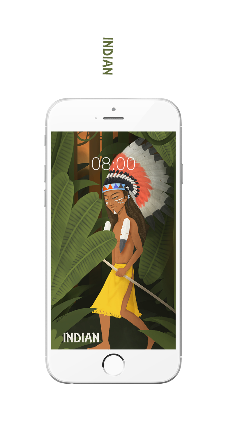 印第安人|插画习作|插画|蓝沙沙 - 原创设计作品