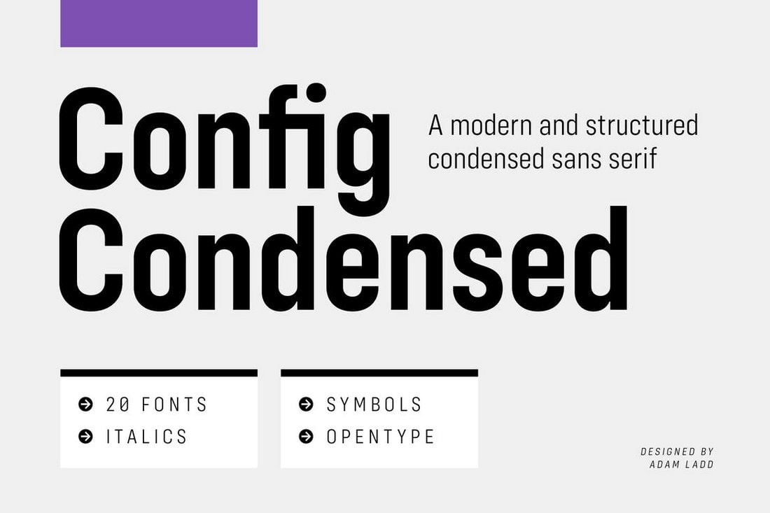 1.config condensed – modern font family