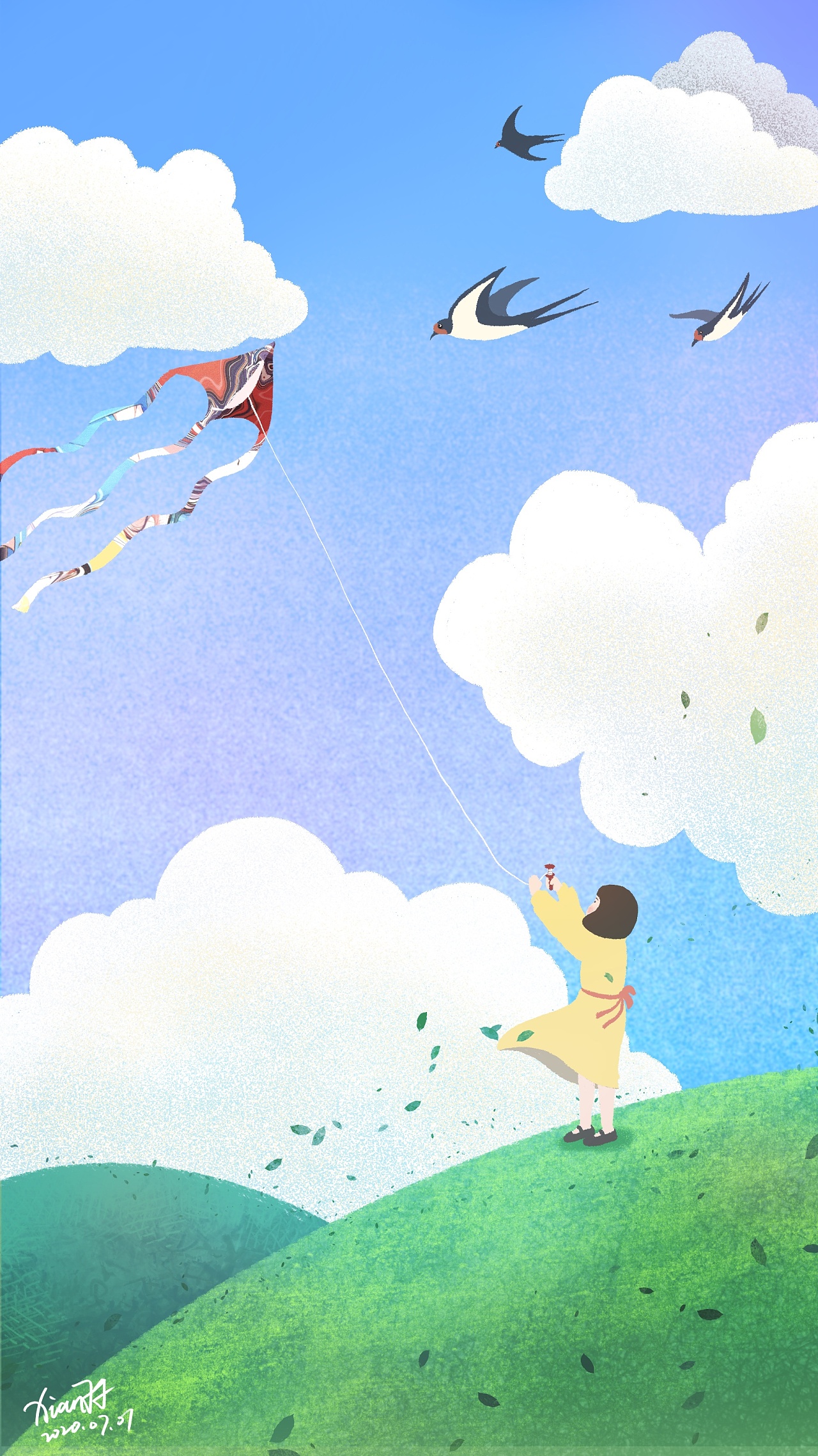放风筝|插画|创作习作|汐燕xian - 原创作品 - 站酷