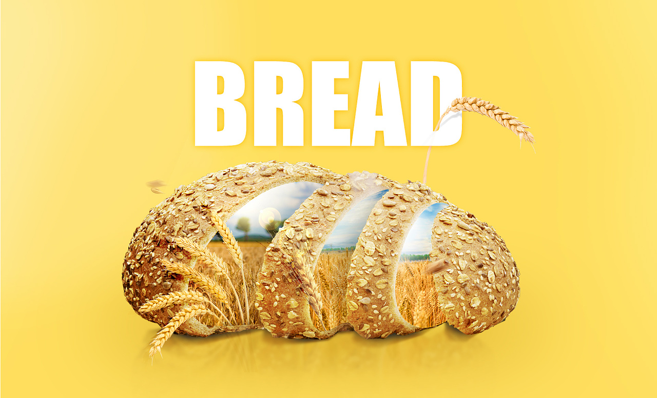 创意合成-练习-全麦面包|平面|海报|龙小八 - 原创