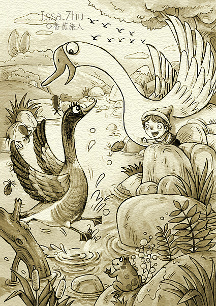 香蕉旅人◆尼尔斯骑鹅旅行记◆以出版|插画|儿