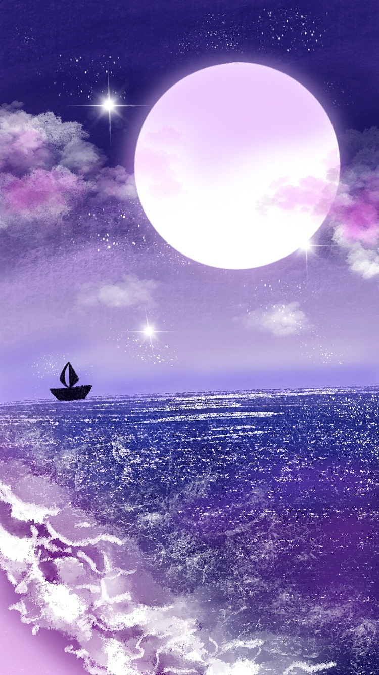 梦幻紫色海边