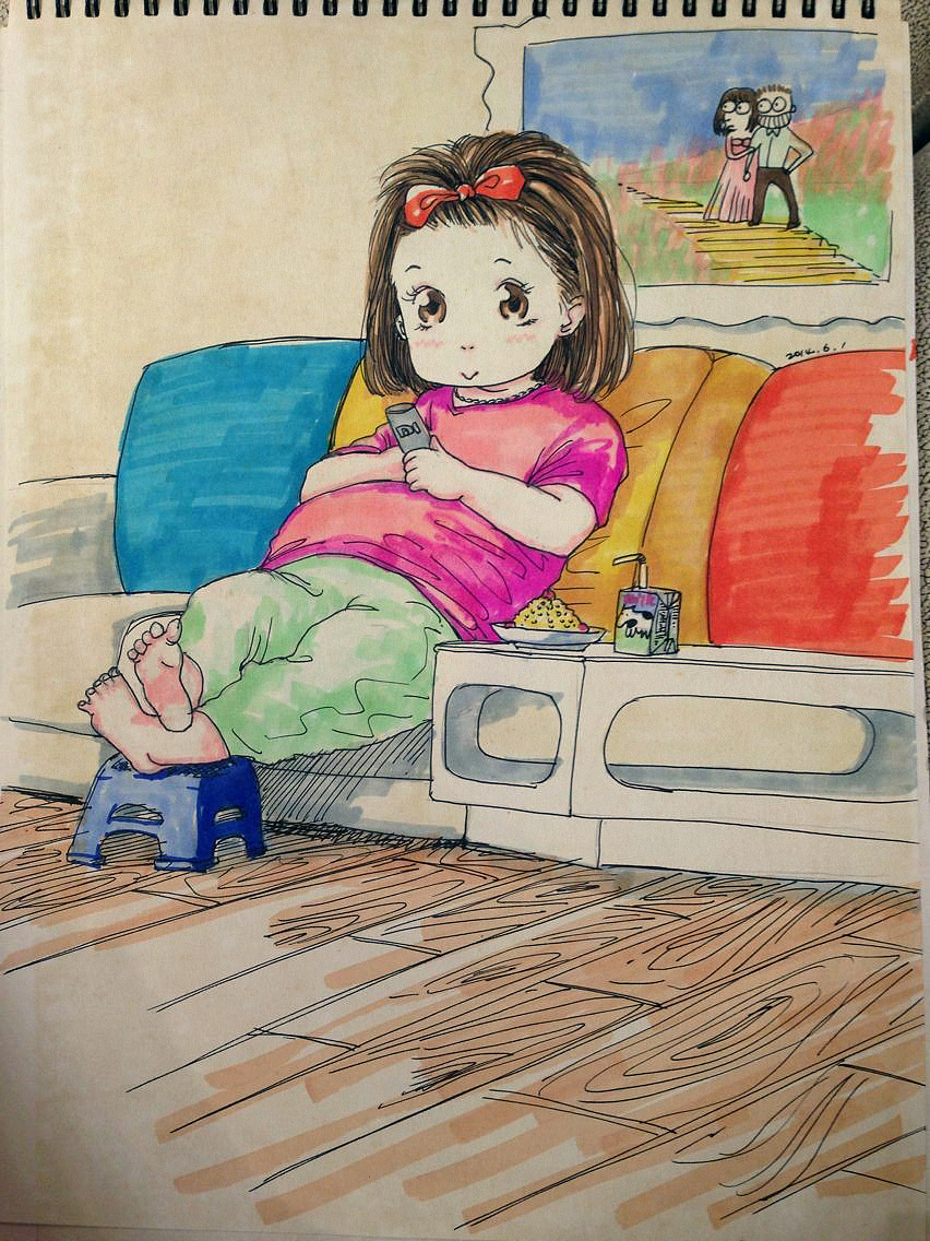 老婆在家喝牛奶吃粽子看盒子|动漫|肖像漫画|ti