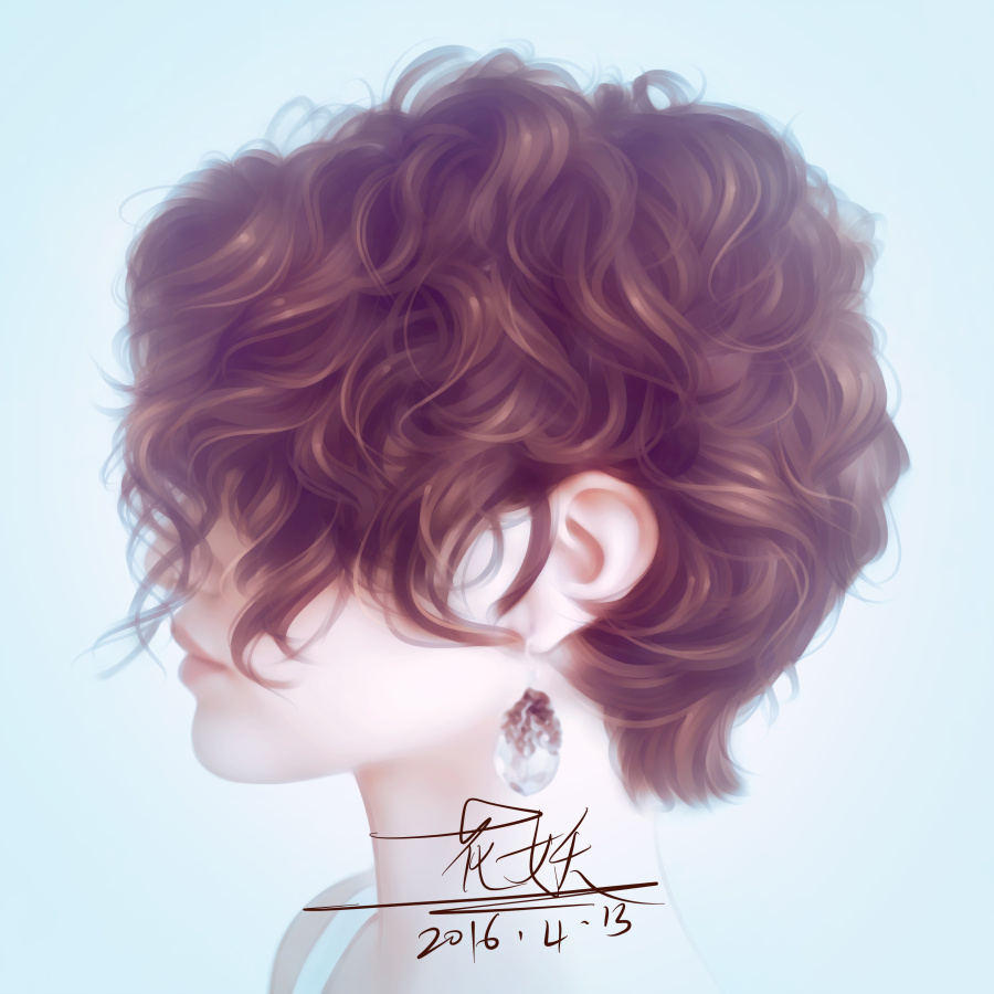 短卷发视频教程--花妖出品|绘画习作|插画|花妖