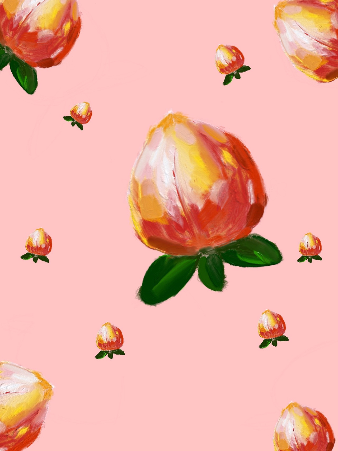 桃子油画质感手绘