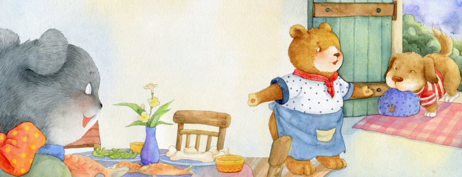 小熊熊,请客啦!|儿童插画|插画|木棉绘画 - 原创设