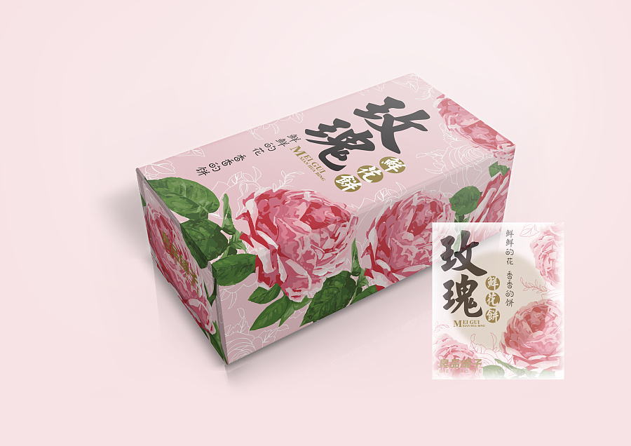 美味玫瑰 \/ 良品铺子玫瑰鲜花饼礼盒包装设计提