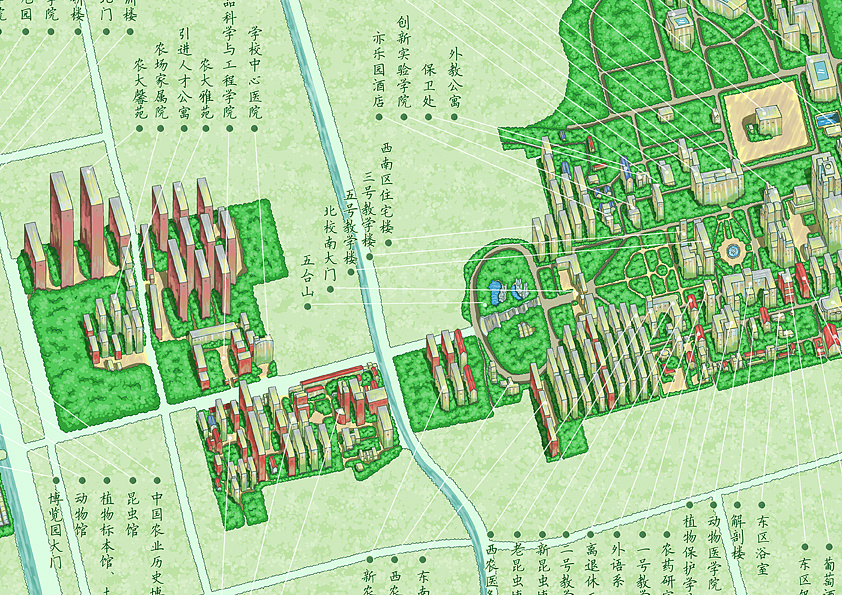 西北农林科技大学手绘地图图片