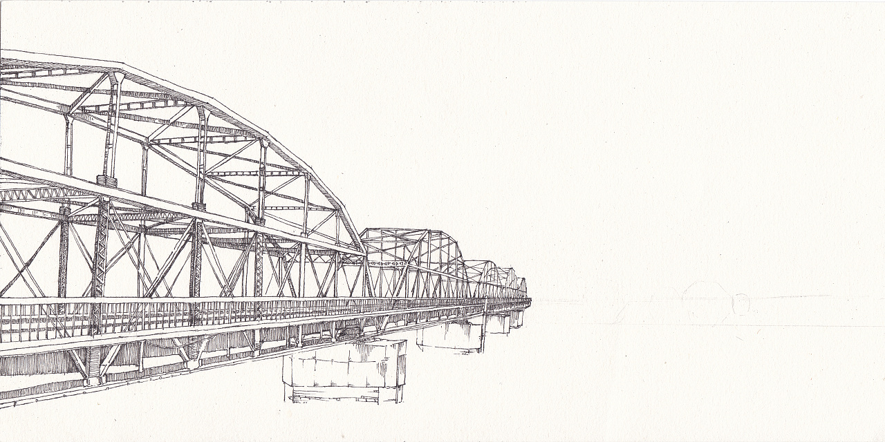 兰州系列插画第二张 兰州中山桥俗称"中山铁桥","黄河铁桥",旧名镇远