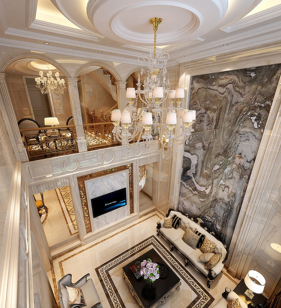 国瑞城欧式古典别墅装修设计效果图|室内设计
