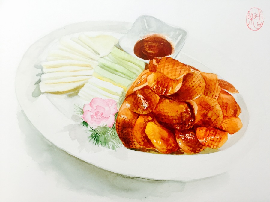 老北京系列之北京烤鸭|绘画习作|插画|桃夭lele