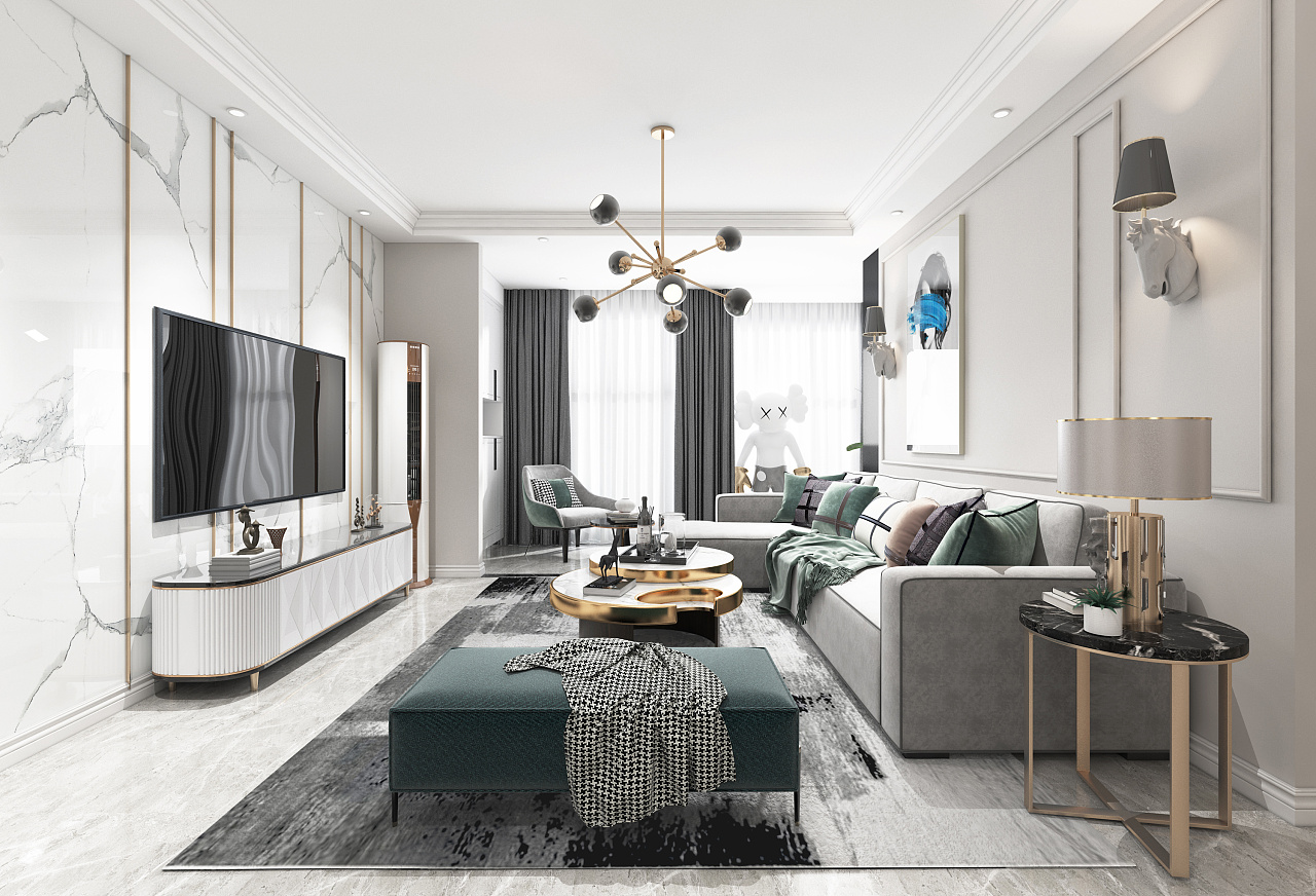 轻奢现代极简 美式 家装3d效果图|空间|室内设计|浅森