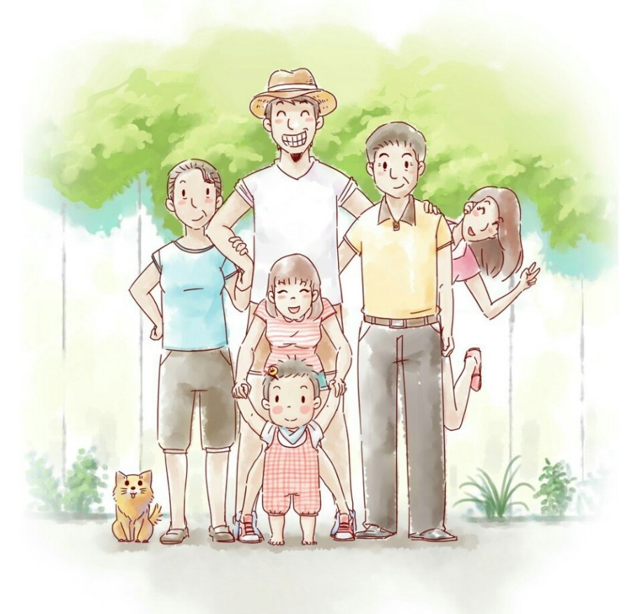 我们一家人|绘画习作|插画|何文文 - 原创设计作