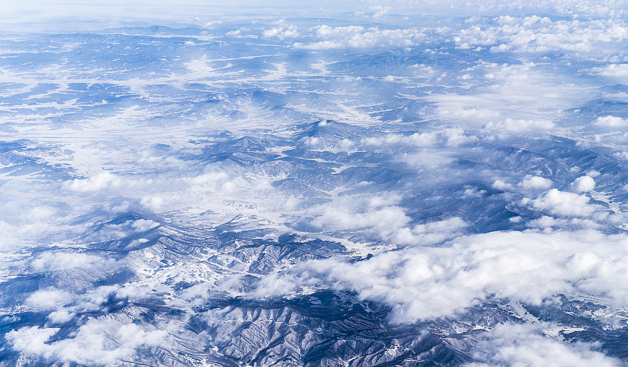从北京飞往长白山的航班上拍的|风光|摄影|明 -