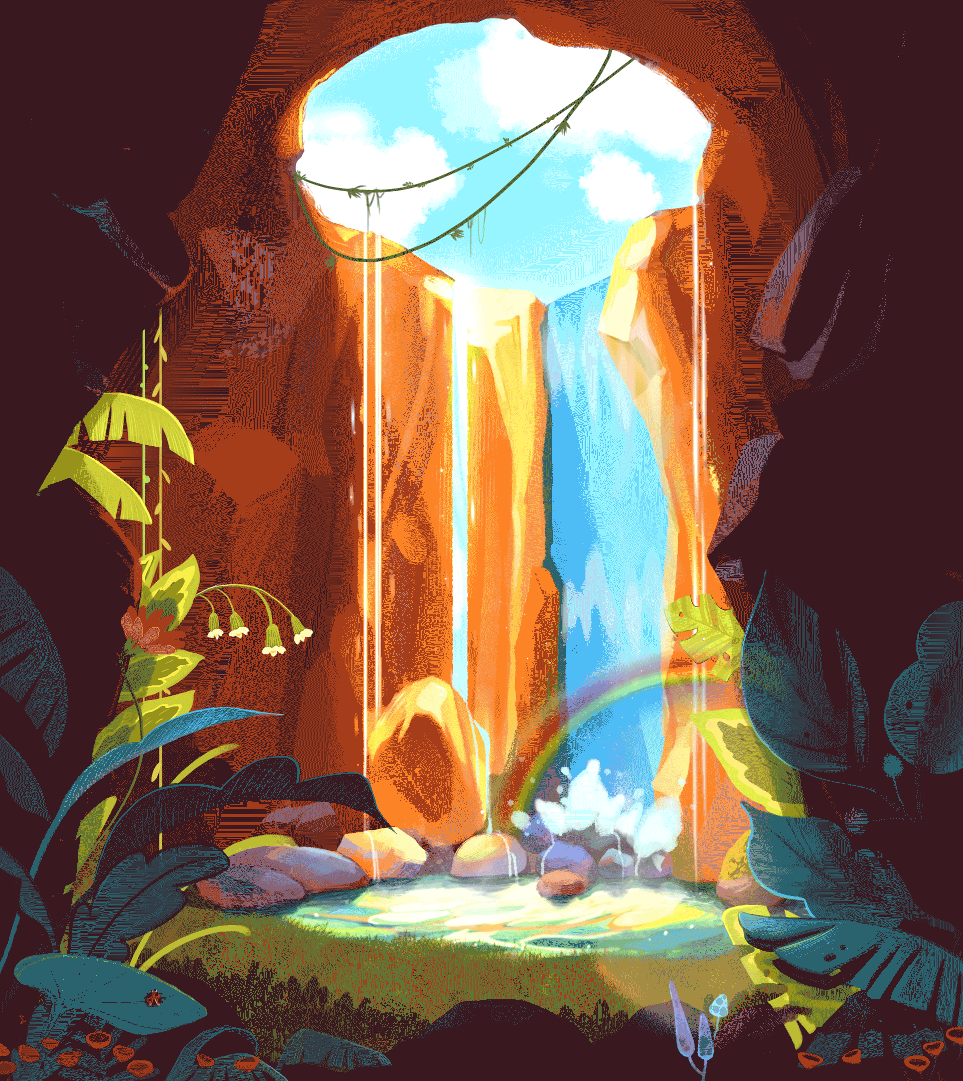 尚笑笑作品—《瀑布,森林和光》