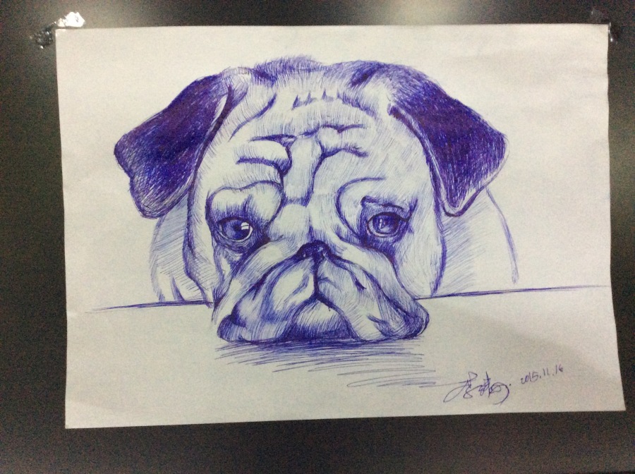 小狗圆珠笔画|绘画习作|插画|LTT52199 - 原创设