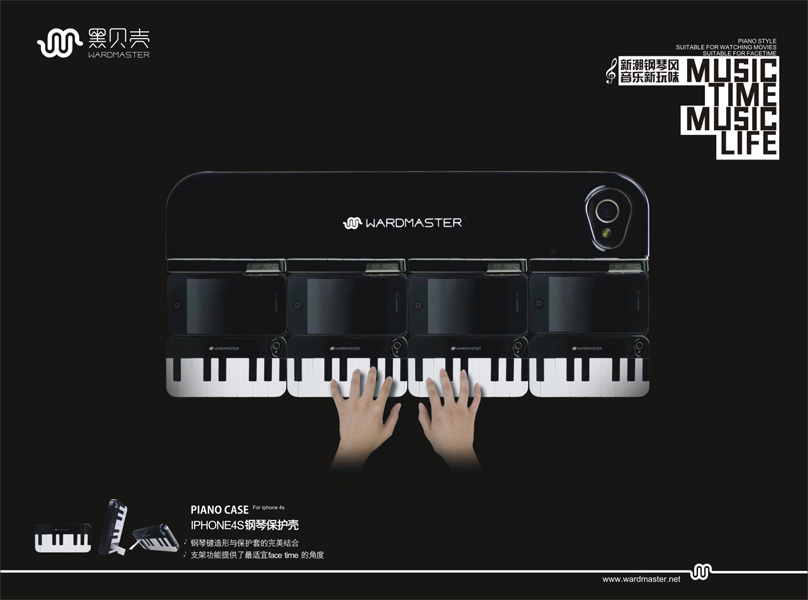 黑贝壳IPHONE4\/4S钢琴壳广告|平面|宣传品|创
