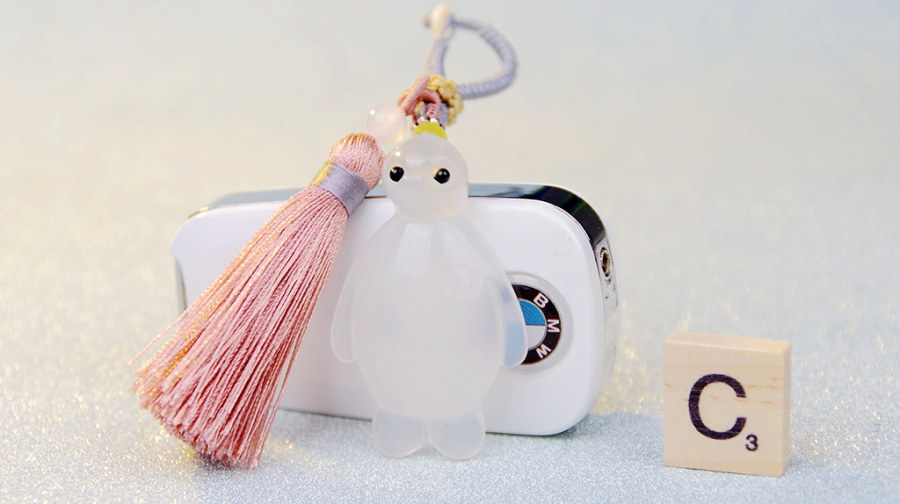 玉髓大白车钥匙挂件,女士包挂件,|工艺品设计|手