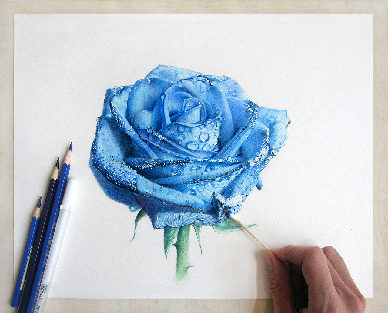 纸上彩铅--《蓝色妖姬》 七夕|纯艺术|绘画|超超的青葱 - 原创作品