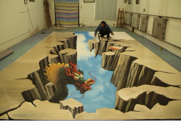 2012,中央电视台新闻中心"龙"主题3d立体画,金盛博创专业3d画团队打造