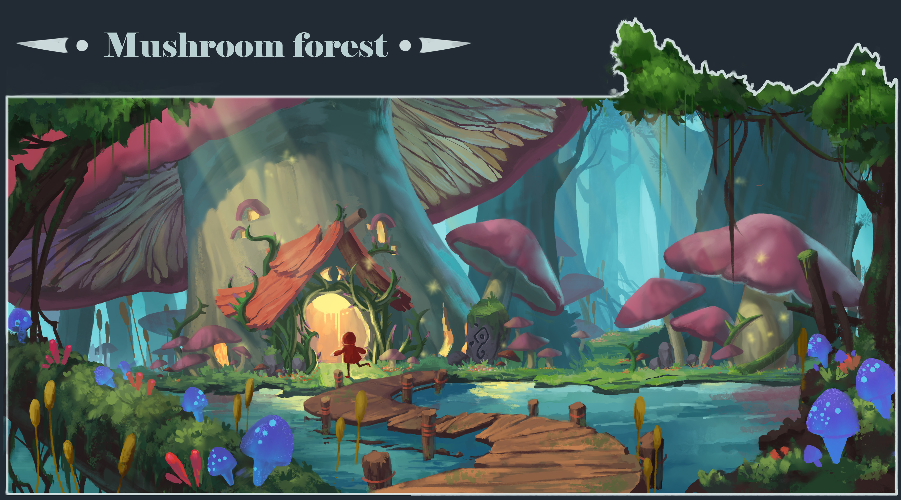 插画 奇幻蘑菇森林