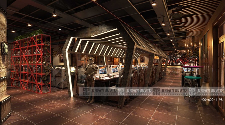 县网吧装修|重庆网吧装修公司|工业风格网咖案