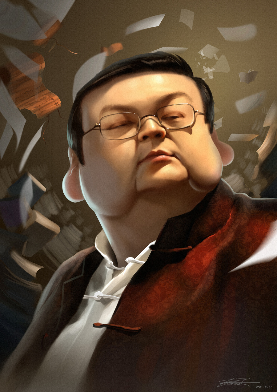 老梁 梁宏达漫画|肖像漫画|动漫|张观政 - 原创设