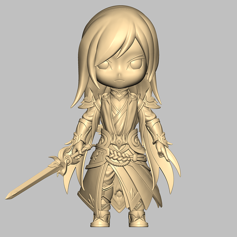 q版李白3d建模 动漫玩具手办系列3d画图造型 拆件装配