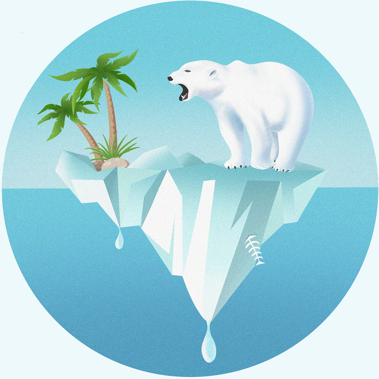 地球守卫者北极熊插画环保插画