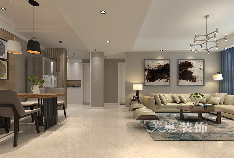 瀚宇天悦130平三室两厅现代简约装修样板间