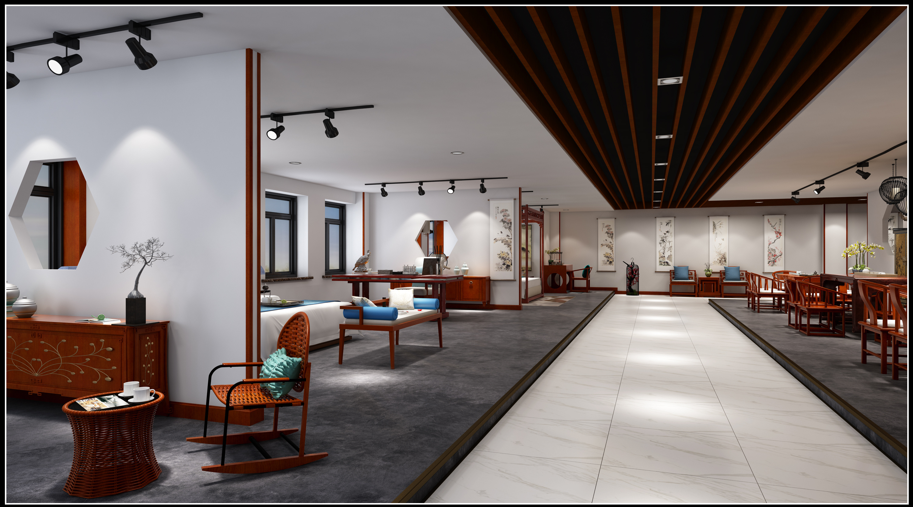 苏州红木家具展厅一,二,三层效果图表现|空间|室内设计|wtz123562图片