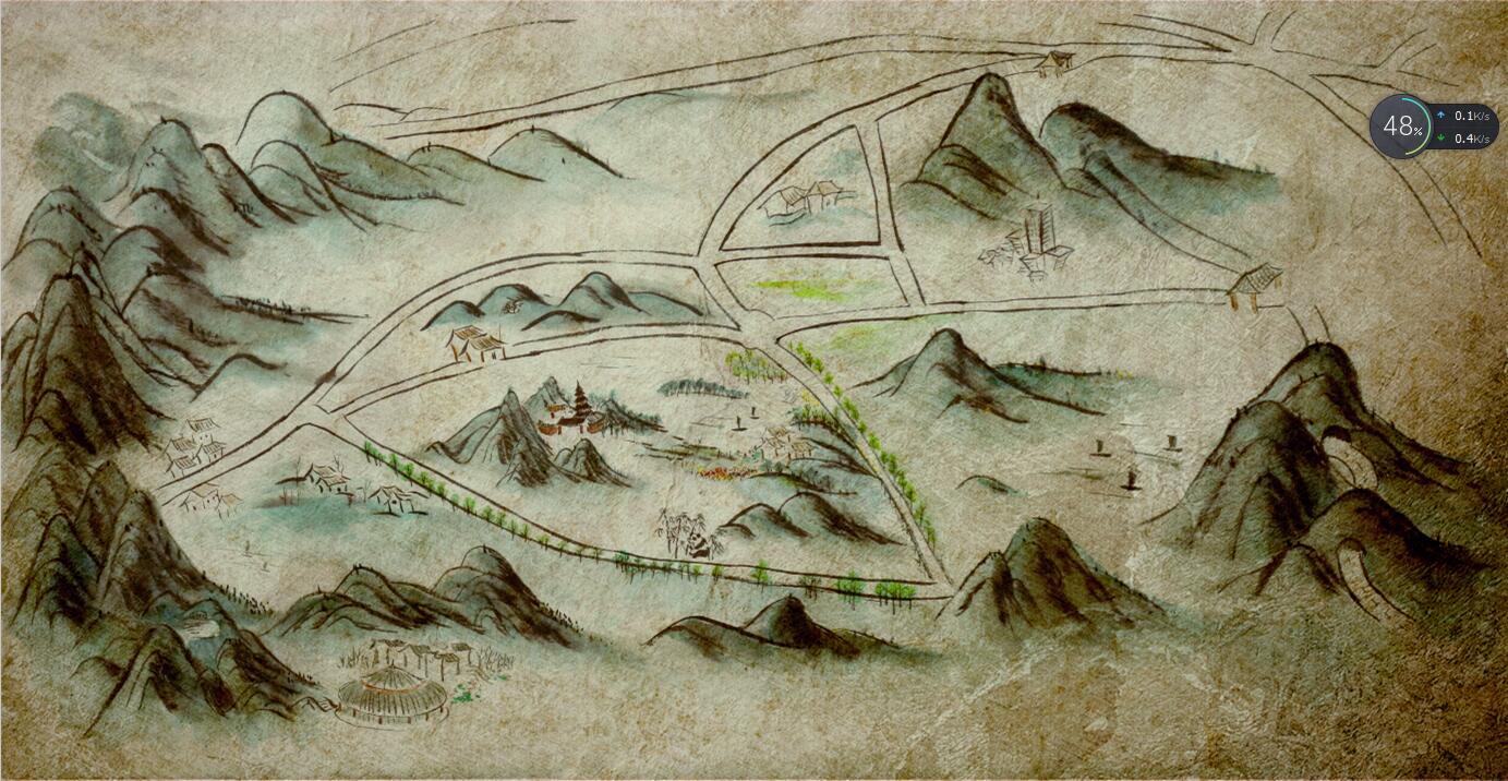 手绘山水水墨画加电脑后期合成房产地图海报设计