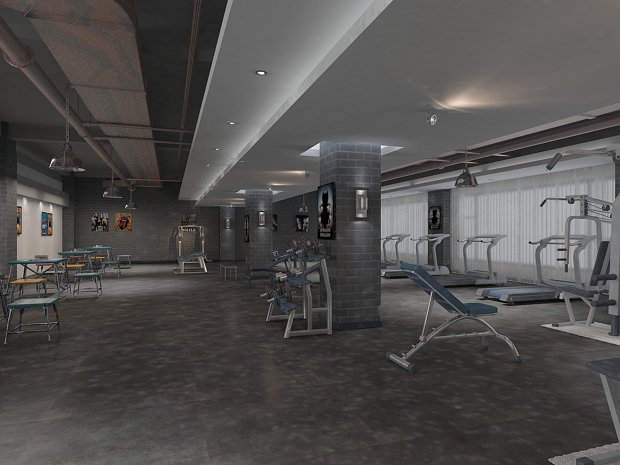LOFT工业风格健身房器械区效果图-成都专业健身房装修公司,成都专业健身房设计公司|空间|室内设计|成都健身房装饰 - 原创作品 - 站酷 (ZCOOL)