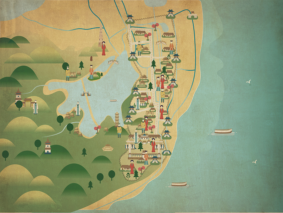 燕寻杭城|杭州古地图变迁|信息图|平面|请叫我花