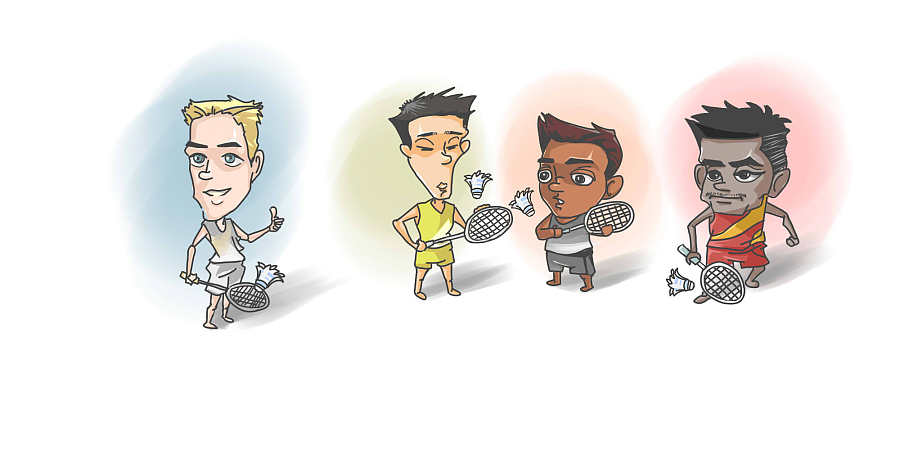 羽毛球四大天王|商业插画|插画|jixiang886027 -