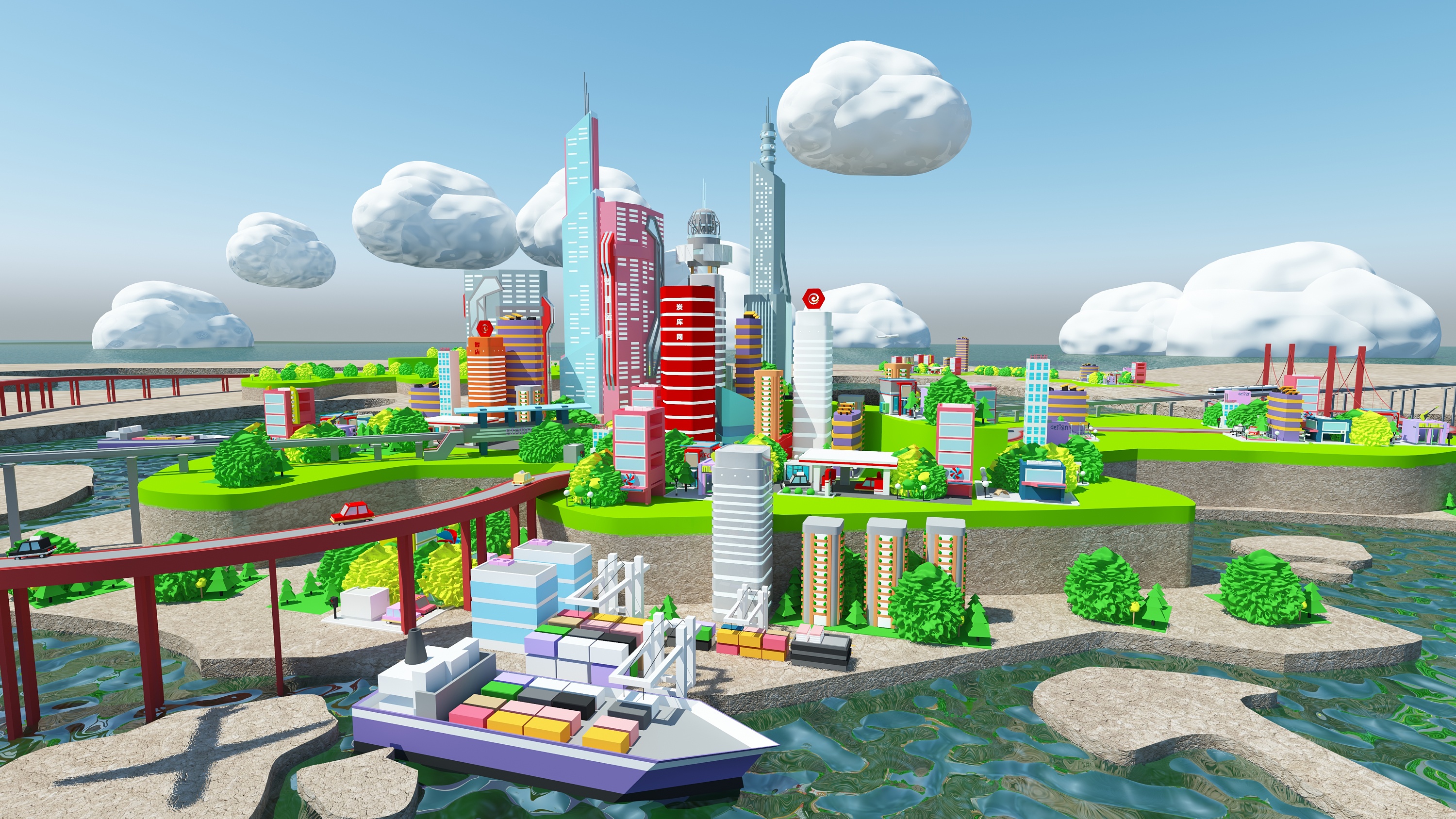 3d海岛小城市|三维|动画/影视|科技源sir - 原创作品