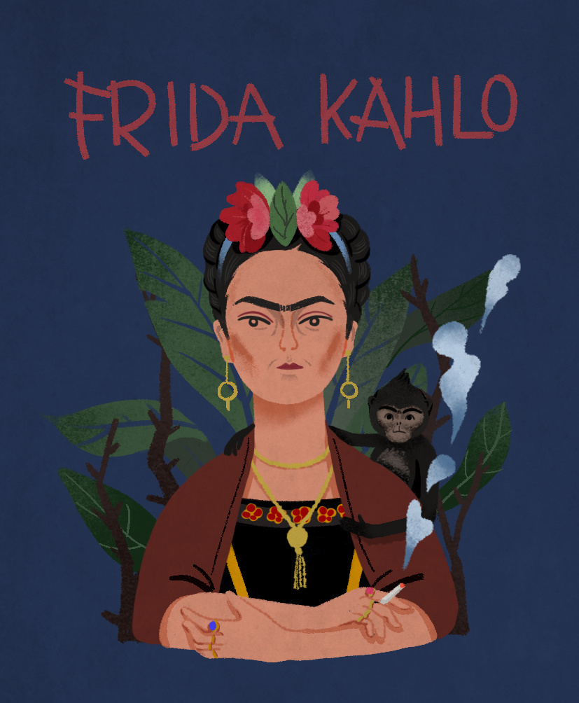 画弗里达·卡罗frida kahlo|插画|创作习作|王吸溜er - 原创作品