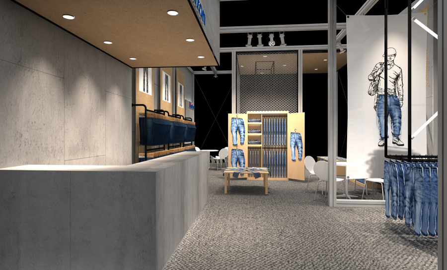 纺织面料展台,牛仔裤展示|展示\/橱窗\/店面设计|