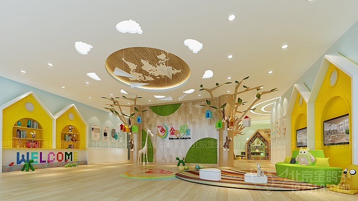 霸州金色摇篮幼儿园大厅设计效果图霸州金色摇篮幼儿园接待区设计