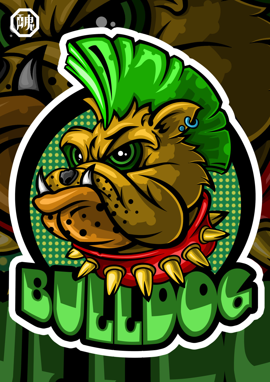 小丑原创十二生肖涂鸦插画-朋克狗(犬马之年)|