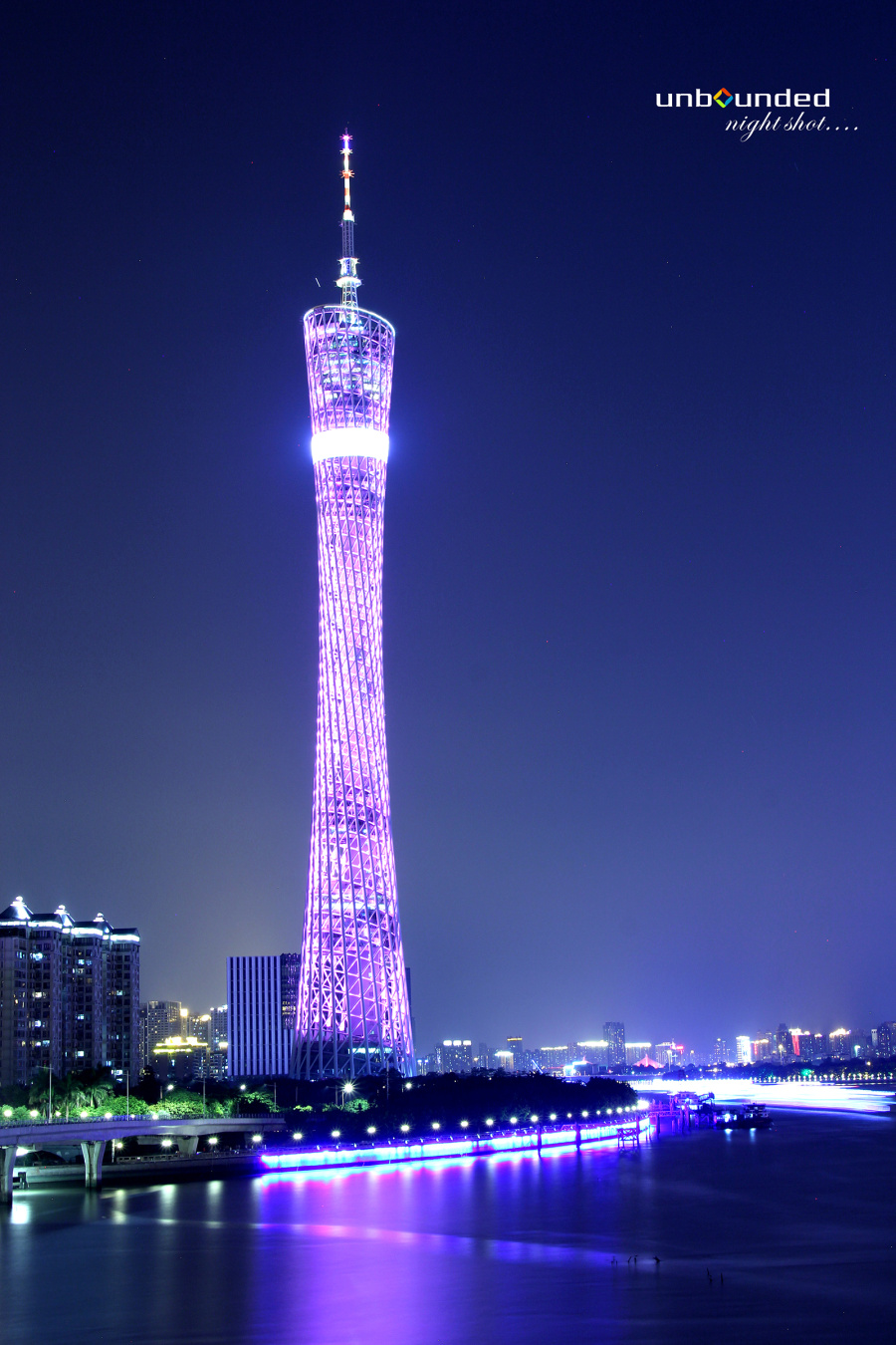 广州珠江夜景 广州塔 小蛮腰 芳村码头 太古仓码