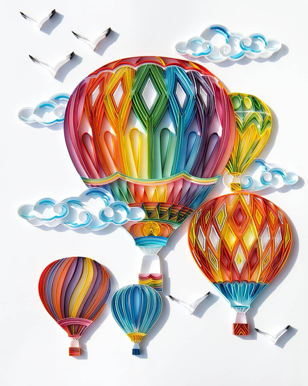 手工衍纸装饰画缤纷热气球