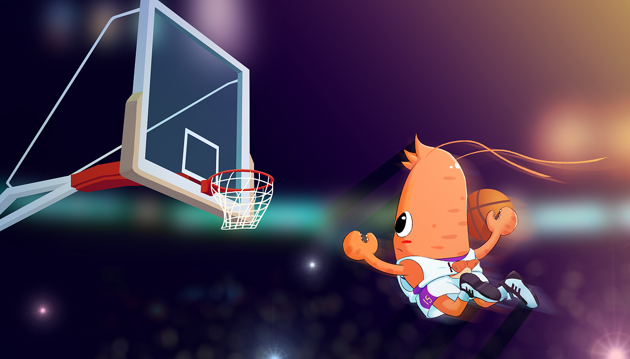 篮球主题卡通龙虾商业海报|插画|商业插画|刘翰
