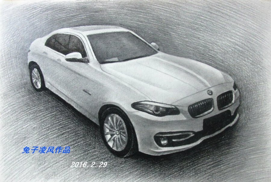 素描宝马|素描|纯艺术|兔子凌风 - 原创设计作品