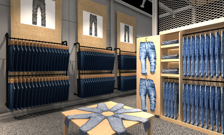 纺织面料展台,牛仔裤展示|展示\/橱窗\/店面设计|