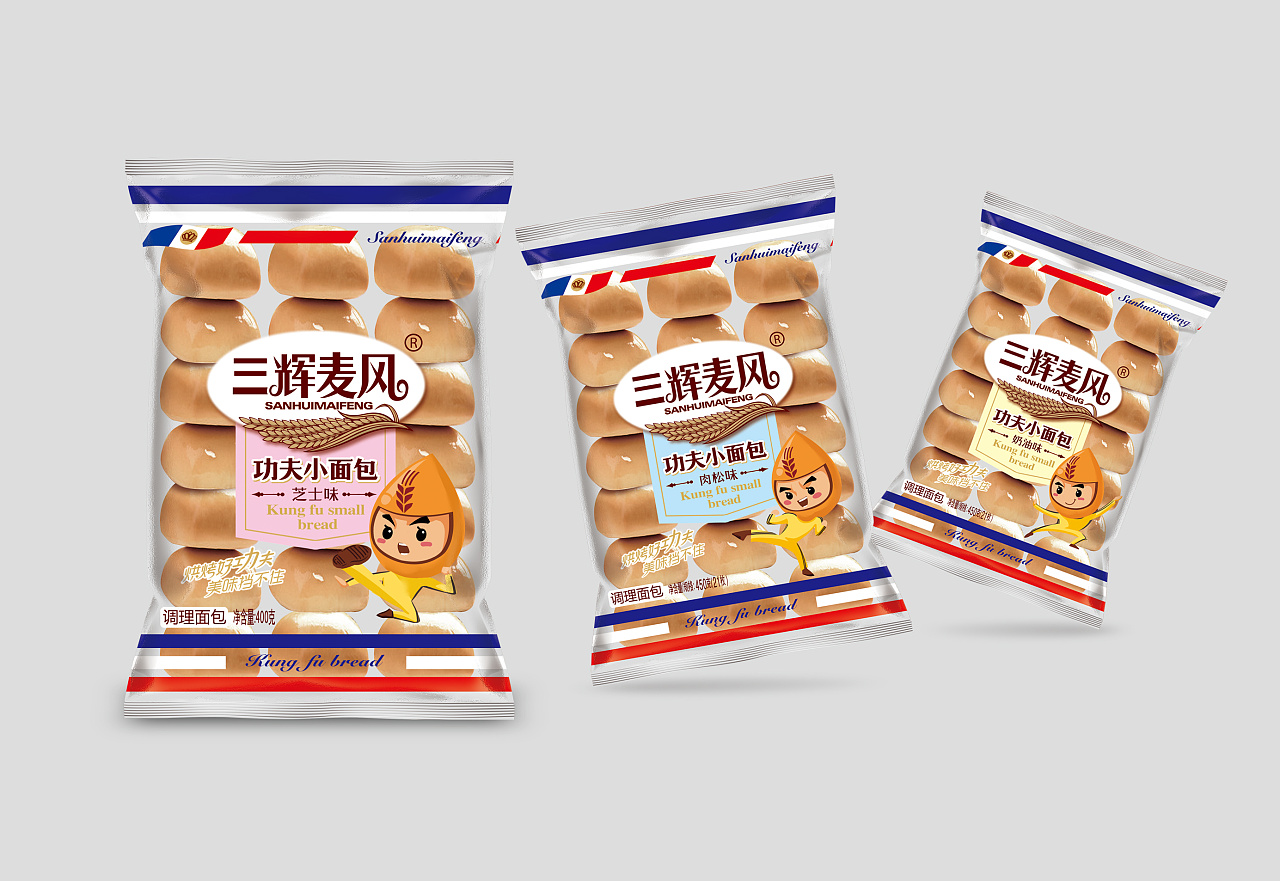 广东思羿品牌策划-三辉麦风功夫小面包 包装设计